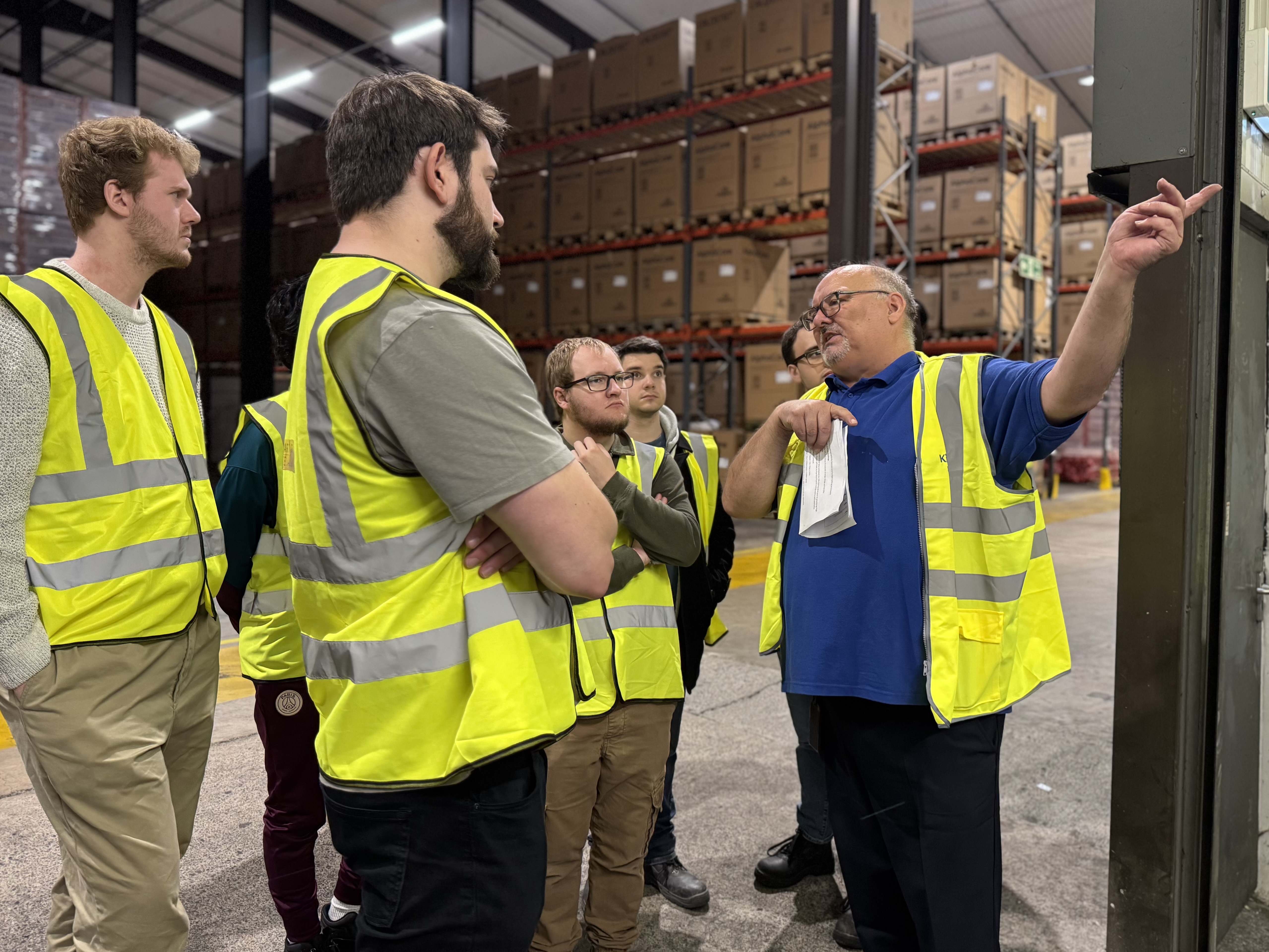 NMITE Students on a visit to Kingspan wearing branded Hi-vis