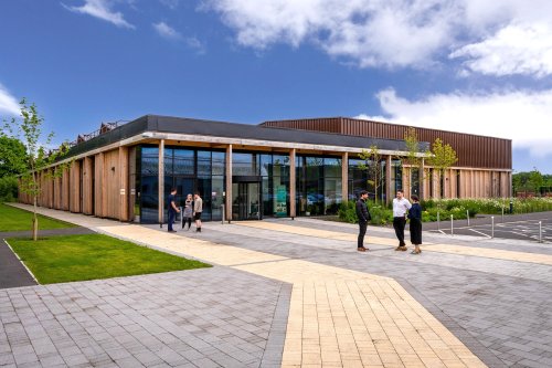 Students stood outside the front of NMITE's Skylon Campus