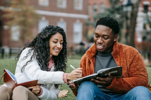 Two students chatting