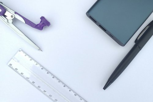 Maths equipment - compass, ruler, calculator and pen