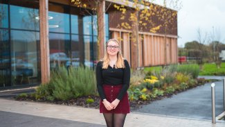 Student outside of NMITE's Skylon Campus