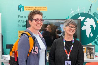 Dr Sarah Peers as Professor of the Day with Professor Charlotte Deane, the Executive Chair at the Engineering and Physical Sciences Research Council (EPSRC) at NMITE Stand at Hay Festival